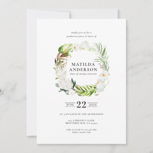 Delicate tropische florale afstuderen Uitnodiging  (Voorkant)