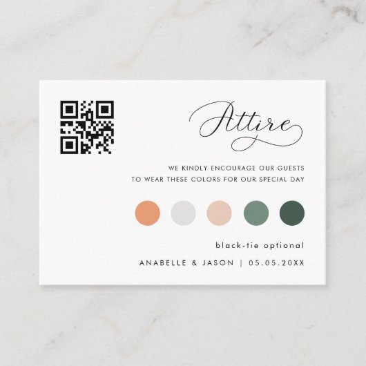 Delicate trouwjurk code Gastenkleding QR-code Informatiekaartje (Voorkant)