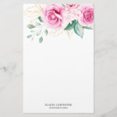 Delicate Tuin Bloemen Monogram Papier Papier (Voorkant)