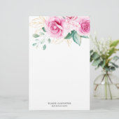 Delicate Tuin Bloemen Monogram Papier Papier (Staand voorkant)