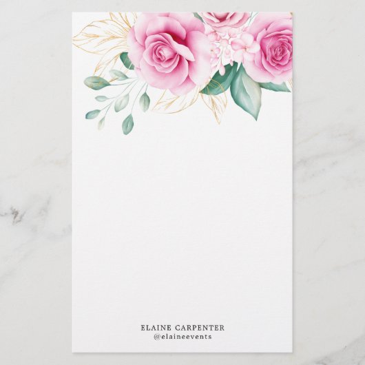 Delicate Tuin Bloemen Monogram Papier Papier (Voorkant)