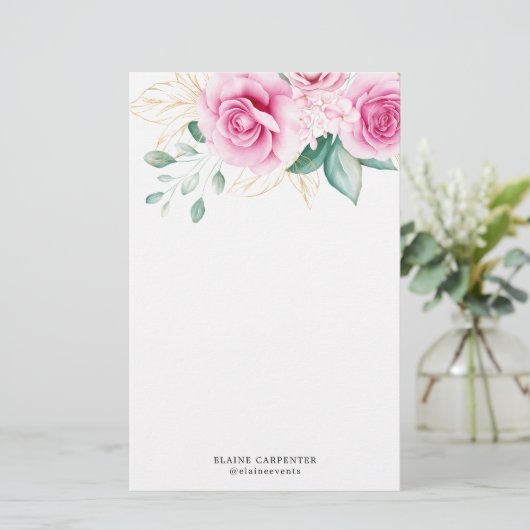 Delicate Tuin Bloemen Monogram Papier Papier (Staand voorkant)