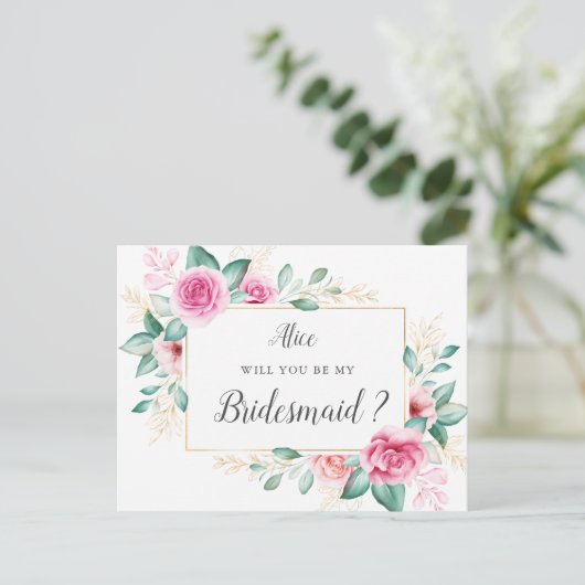 delicate tuin bloemenbruidsmeisje Uitnodiging (Staand voorkant)