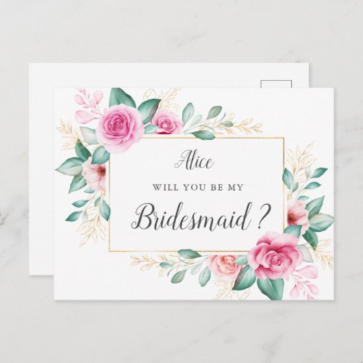 delicate tuin bloemenbruidsmeisje Uitnodiging (Voorkant / Achterkant)