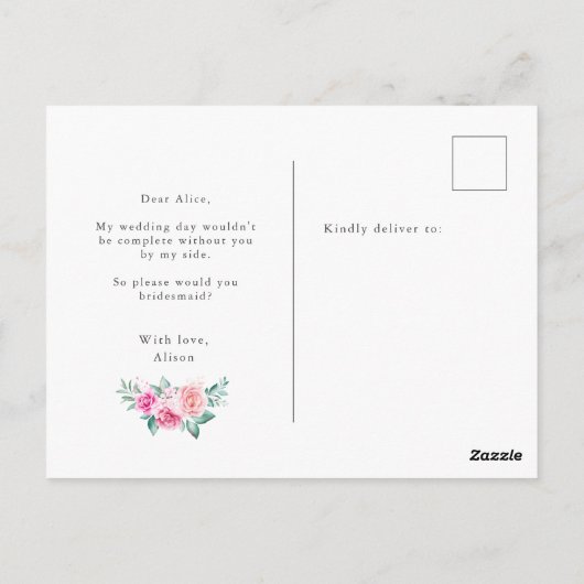 delicate tuin bloemenbruidsmeisje Uitnodiging (Achterkant)