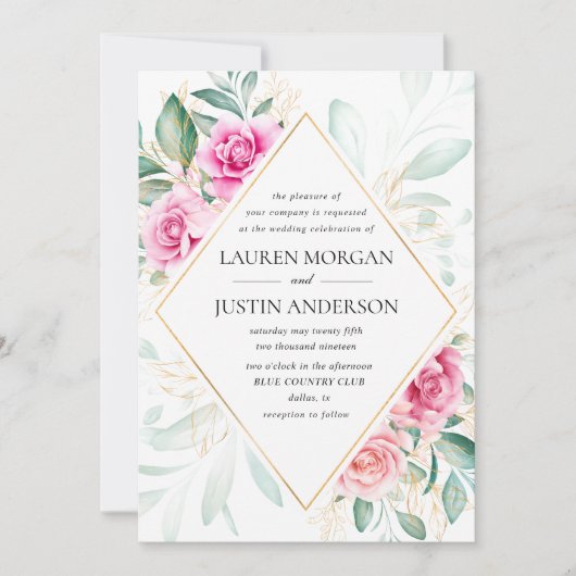 delicate tuin bloemenelegante bruiloft uitnodiging (Voorkant)