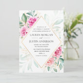 delicate tuin bloemenelegante bruiloft uitnodiging (Staand voorkant)