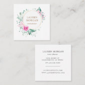 Delicate tuin bloemenroze rozen vierkante visitekaartje (Voorkant / Achterkant)