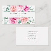 Delicate tuin bloemenroze rozen visitekaartje (Voorkant / Achterkant)