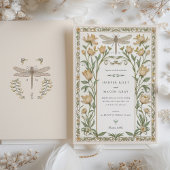 Delicate Tulips Nouveau Wedding Dragonfly Floral Kaart