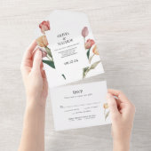 Delicate Tulp Waterverf Bruiloft Menu Keuze RSVP All In One Uitnodiging (Afscheurbaar)