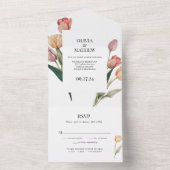 Delicate Tulp Waterverf Bruiloft Menu Keuze RSVP All In One Uitnodiging (Binnen)