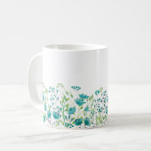 Delicate turquoise florale grens koffiemok (Voorkant links)