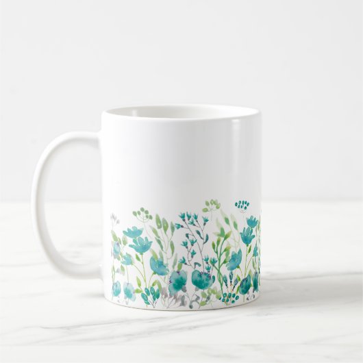 Delicate turquoise florale grens koffiemok (Links)