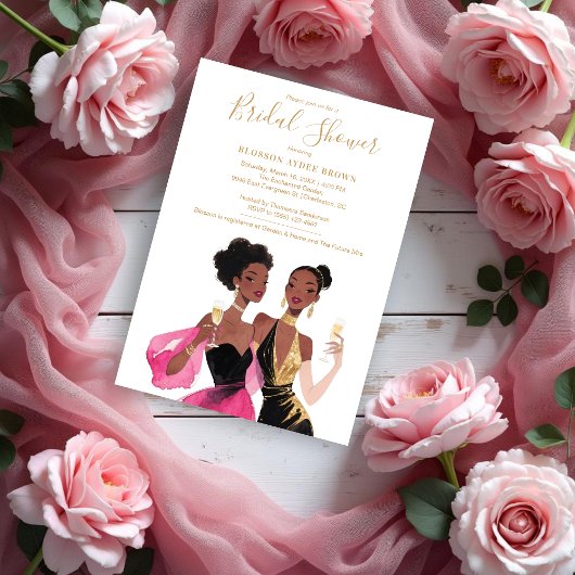Delicate Two Sophisticated Ladies Bridal Shower Kaart