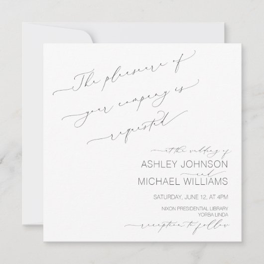 DELICATE TYPOGRAPHY Hand Lettered Square Wedding Kaart (Voorkant)