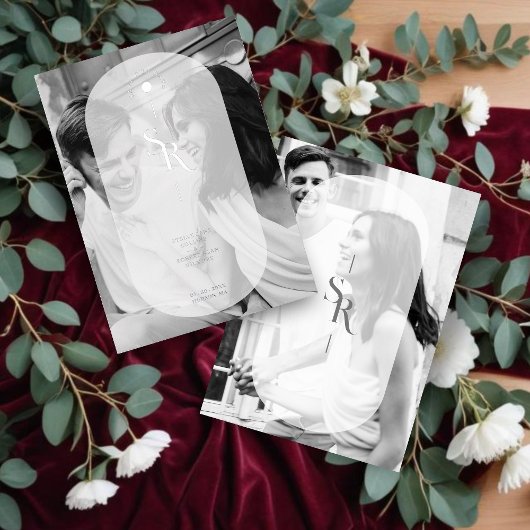 Delicate Vellum Transparency Elegant Black & White Folie Uitnodiging