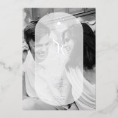 Delicate Vellum Transparency Elegant Black & White Folie Uitnodiging (Voorkant)