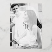 Delicate Vellum Transparency Elegant Black & White Folie Uitnodiging (Achterkant)