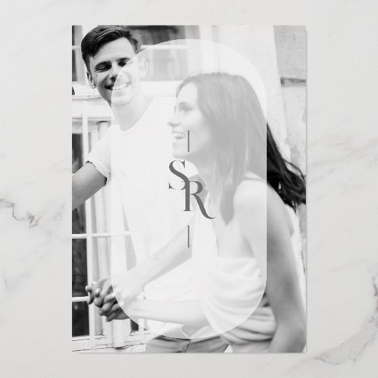 Delicate Vellum Transparency Elegant Black & White Folie Uitnodiging (Achterkant)