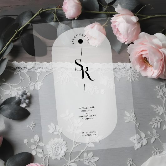 Delicate Vellum Transparency Elegant Black & White Uitnodigingen