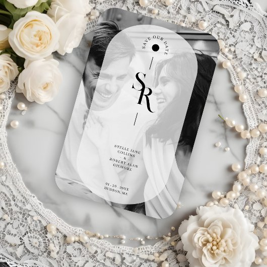 Delicate Vellum Transparency Zwart Wit Initialen Magneet