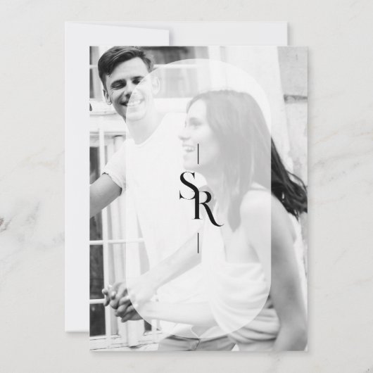 Delicate Vellum Transparency Zwart Wit Initialen Save The Date (Achterkant)