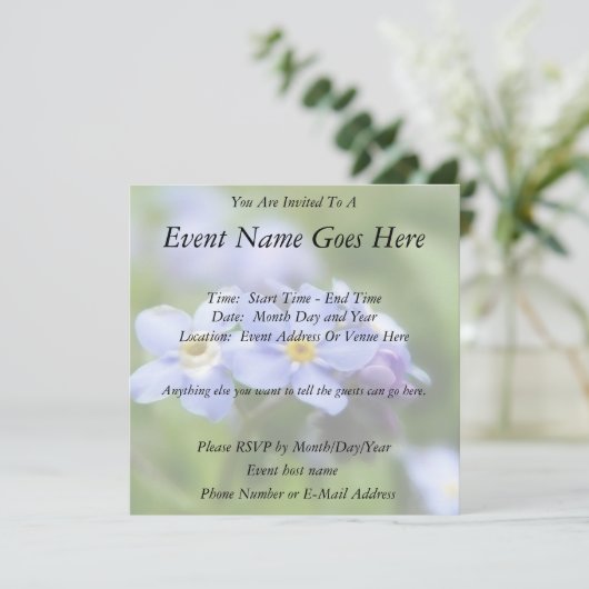 Delicate vergeet me niet bloemen kaart (Staand voorkant)