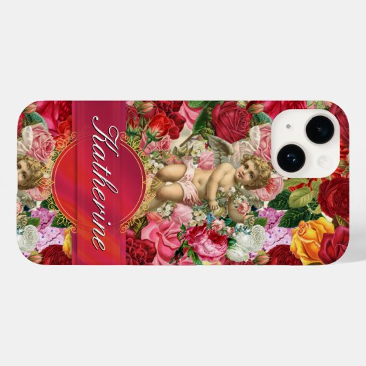  Delicate Victoriaans Rozen en Cherub Case-Mate iPhone Case (Achterkant (horizontaal))