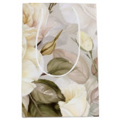 Delicate Vintage Crème Witte Rozen Medium Cadeauzakje (Voorkant)