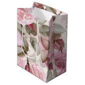 Delicate Vintage Roze Rozen Medium Cadeauzakje (Voorkant Gekanteld)