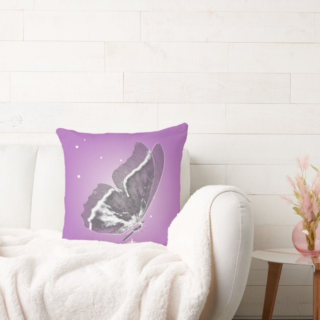 Delicate vlinder in Lila vierkant Sierkussen (Bank)