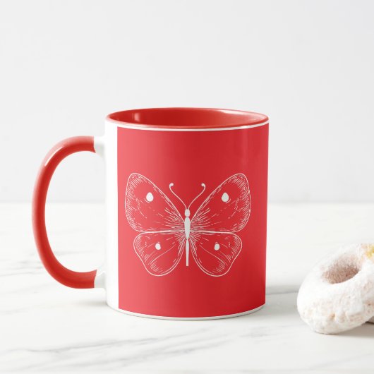 Delicate Vlinder Schets Mok (Met donut)
