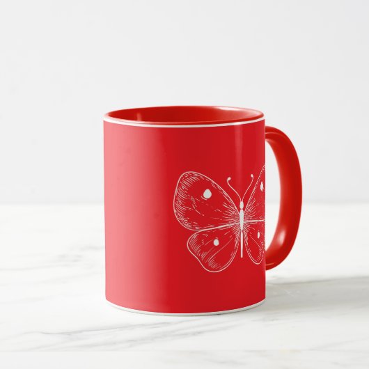 Delicate Vlinder Schets Mok (Voorkant rechts)