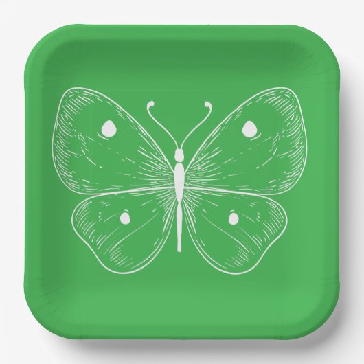 Delicate Vlinder Schets Papieren Bordje (Voorkant)