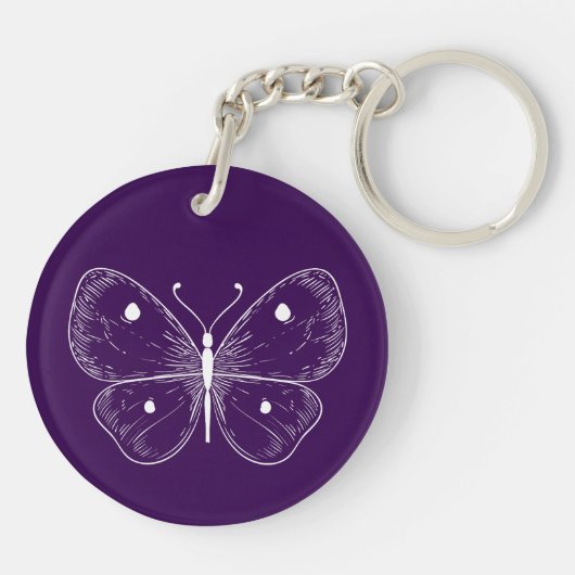 Delicate Vlinder Schets Sleutelhanger (Achterkant)