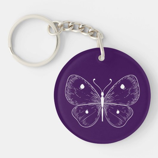 Delicate Vlinder Schets Sleutelhanger (Voorkant)
