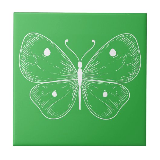 Delicate Vlinder Schets Tegeltje (Voorkant)