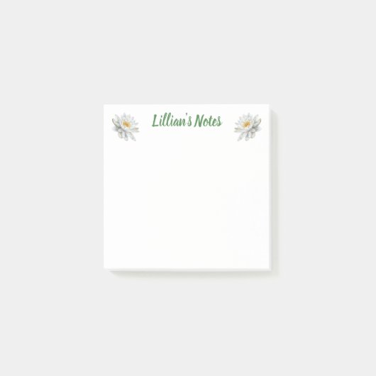 Delicate Water Lily Floral Naam Post-it® Notes (Voorkant)