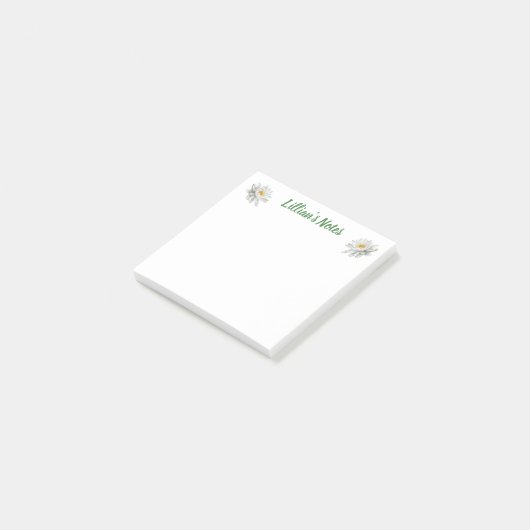 Delicate Water Lily Floral Naam Post-it® Notes (Schuin)