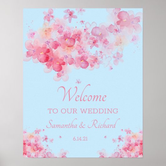 Delicate Watercolor Bloem Bruiloft Poster (Voorkant)