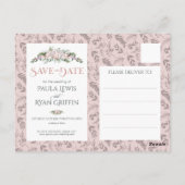 Delicate Watercolor Floral Bloom Save the Date Briefkaart (Achterkant)
