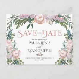 Delicate Watercolor Floral Bloom Save the Date Briefkaart