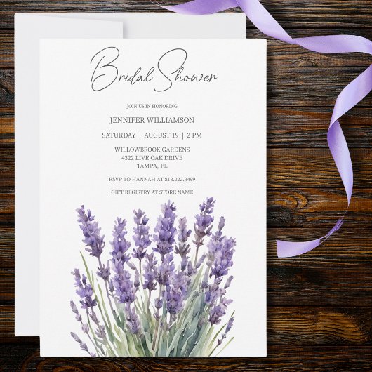 Delicate Watercolor Heather Bruidsuitnodiging Kaart