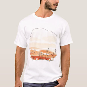 Delicate watercolor landschap met botanische illus t-shirt