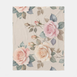 Delicate Watercolor Roses In Soft Pastel Colors  Fleece Deken