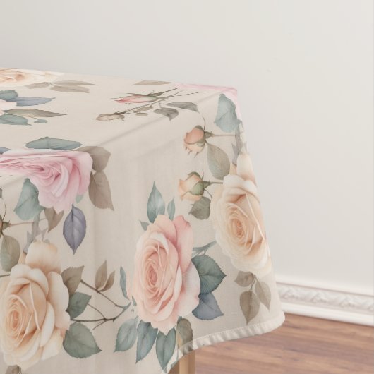 Delicate Watercolor Roses In Soft Pastel Colors  Tafelkleed (Voorbeeld)