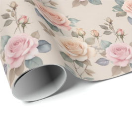 Delicate Watercolor Rozen In Zachte Pastelkleuren Cadeaupapier