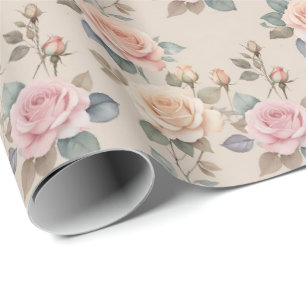 Delicate Watercolor Rozen In Zachte Pastelkleuren  Cadeaupapier