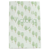 Delicate Watercolor Trees Pattern Light Green  Medium Cadeauzakje (Voorkant)